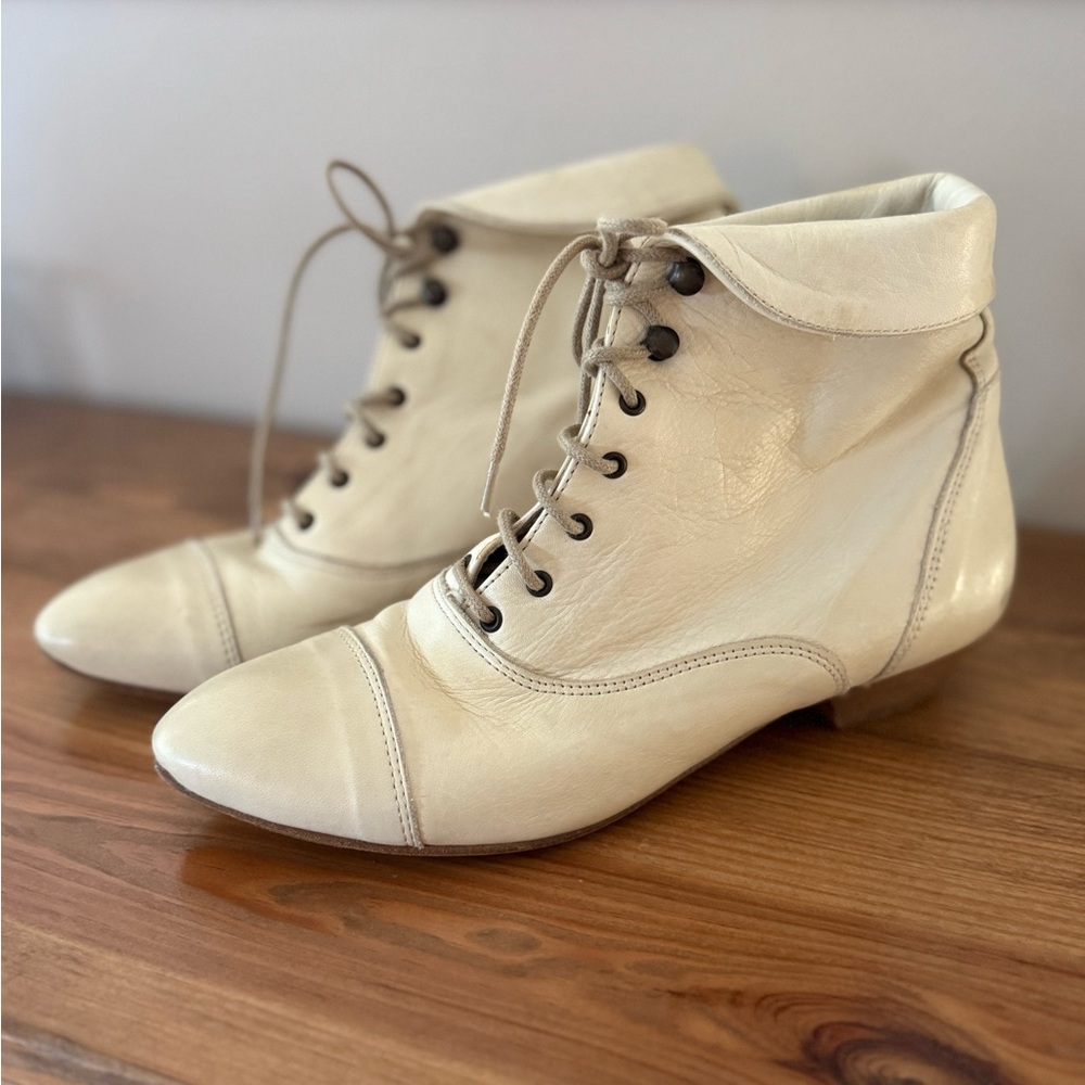 Sacha Cream leather boots